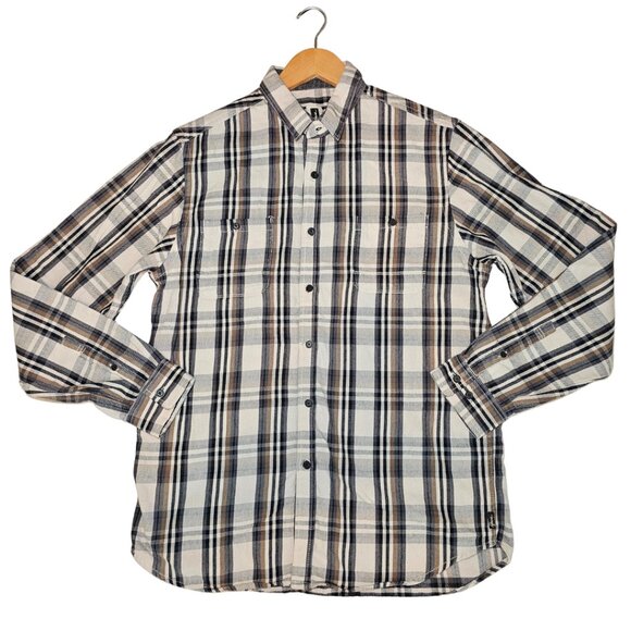 Howe Creative Workforce Plaid Button Down Cotton Flannel Shirt Long Sleeve L - Picture 7 of 12